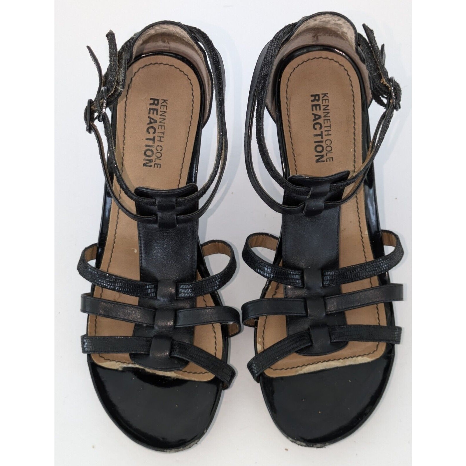 Kenneth Cole Reaction Womens Sz 6.5 Strappy Open Toe Cone Heel Gladiator Sandals
