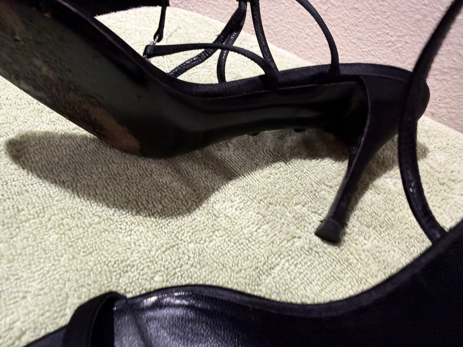 Gucci Black Strappy Britt Lace-Up Ankle Strap Logo Silk Sandals Women’s Size 10