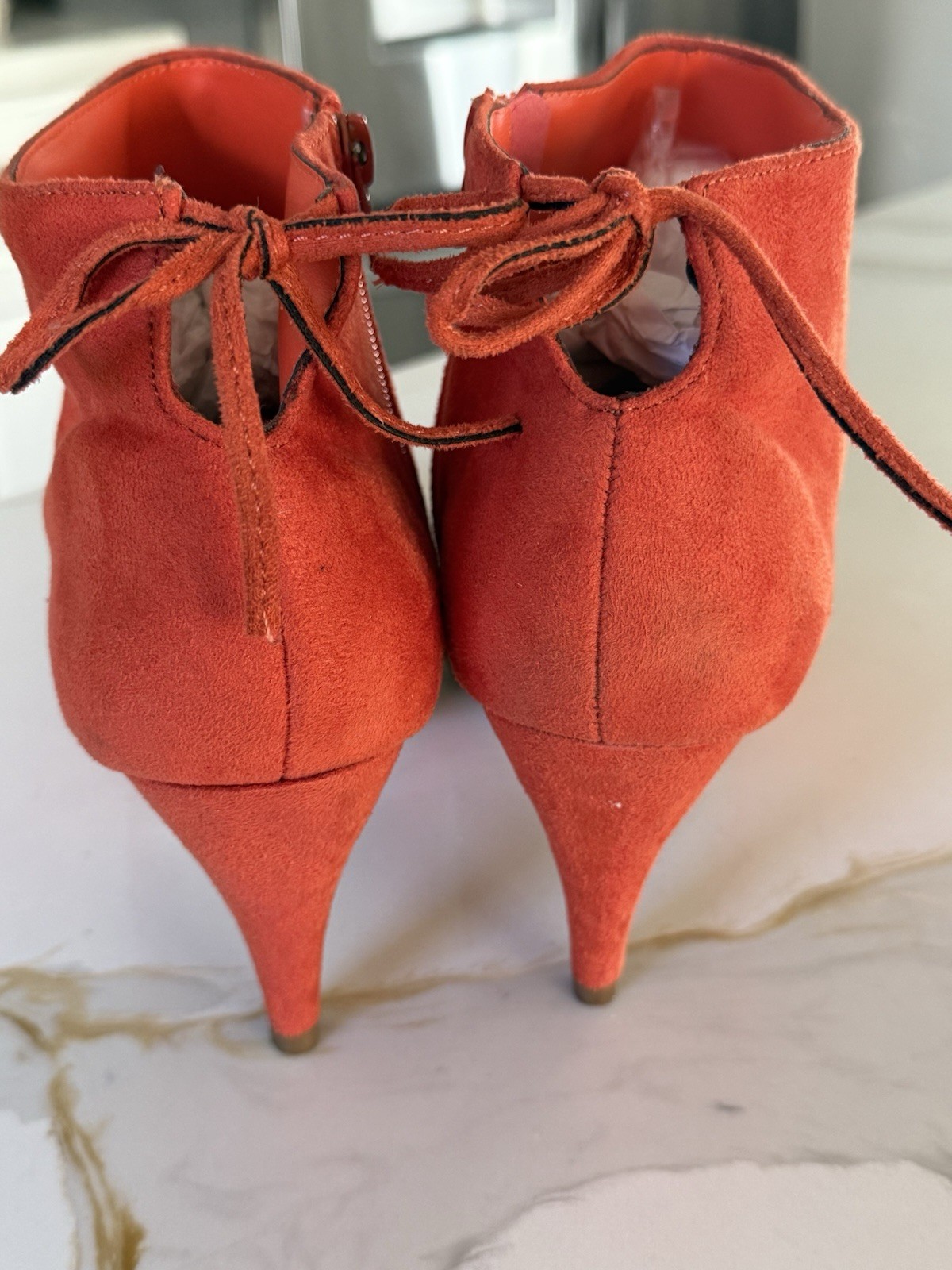 Burnt Orange Booties, Preowed-excellent Condition, Size 11.