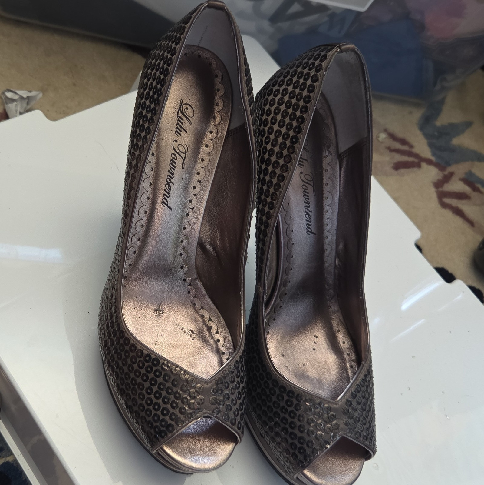 Lulu Townsend Women’s Pump Heels Slip-On Stiletto Peep Toe Platform 8.5M