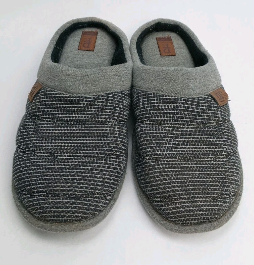 DF by Dearfoams Slide Scuff Slipper with Memory Foam Gray Black Size M 9/10