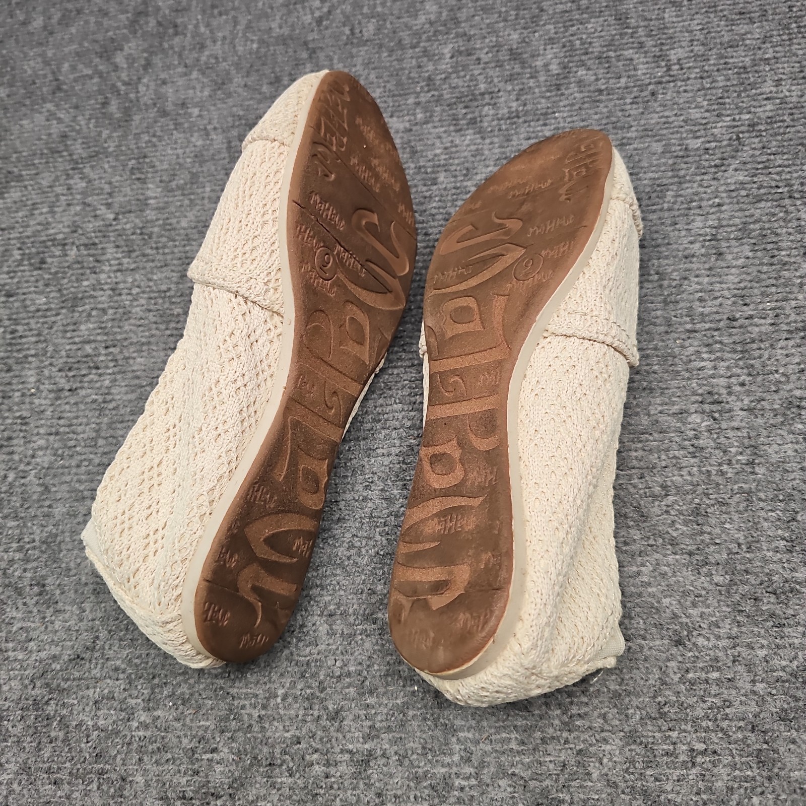 Mad Love Womens Slip On Flats Size 9 Cream Chevron Woven Canvas Loafers Casual