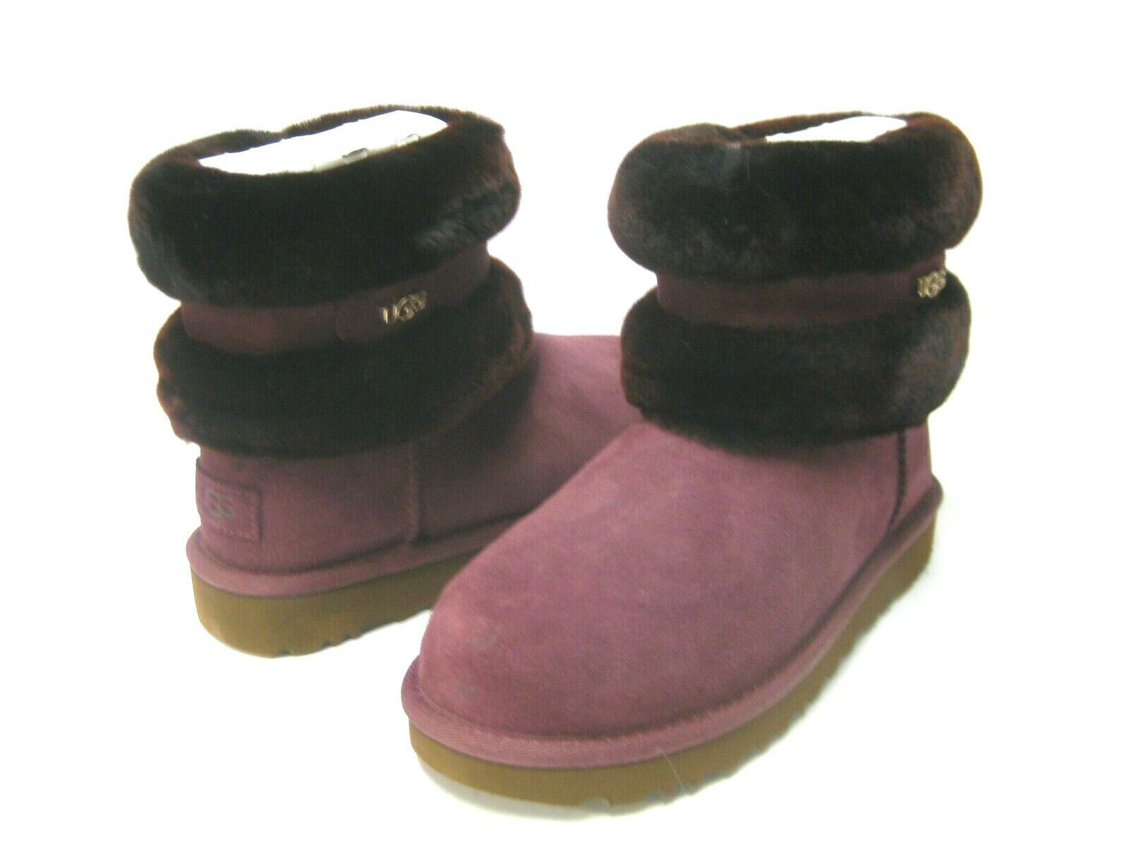 UGG FLUFF MINI BLETED WOMEN ANKLE BOOTS SUEDE SAUCE RED US 5 /UK 3 /EU 36 /JP 22