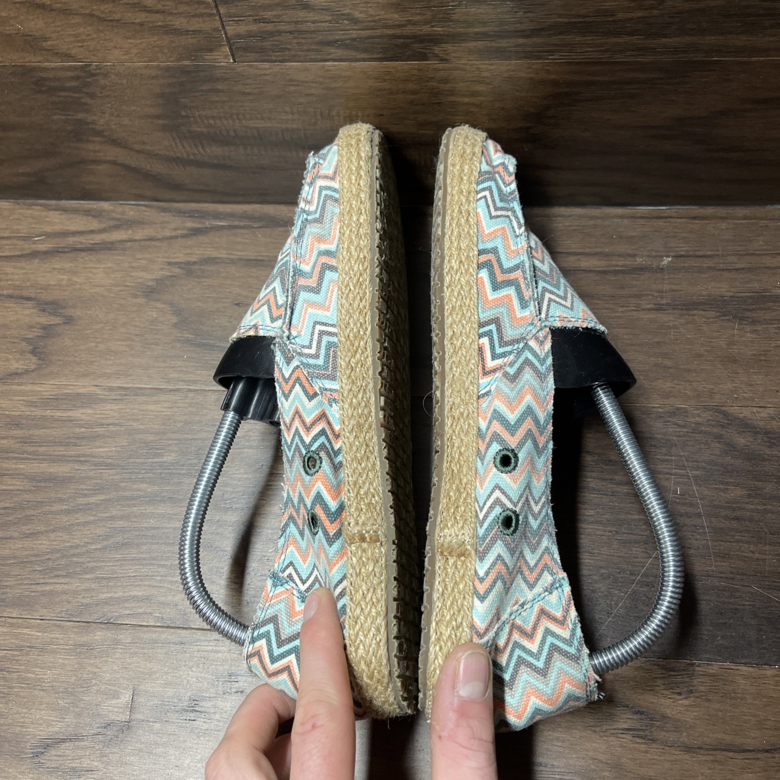 SANUK Women’s Funky Fiona Chevron Flats Sz 10 Loafers Shoes Teal Blue Multicolor