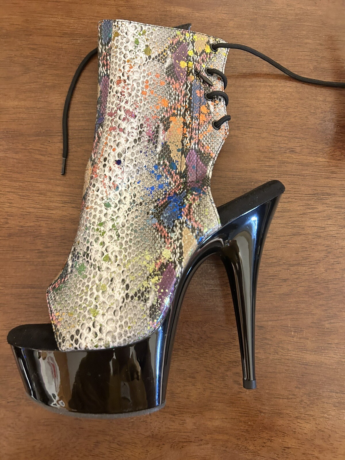 Size 8 Pleaser Delight SP1018 Sparkle Snakeskin 6” Heels Women’s NEW