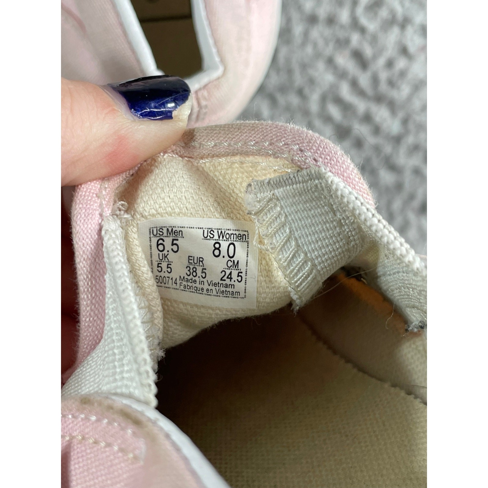 Van Slip On Loafer Shoes Womens Size 8 Light Pink Canvas 500714 SEE DESCRIPTION