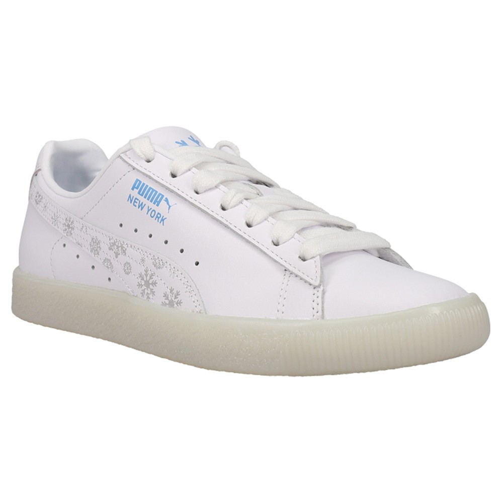 PUMA Clyde Flagship Lace Up Womens White Sneakers Casual Shoes 383754-01