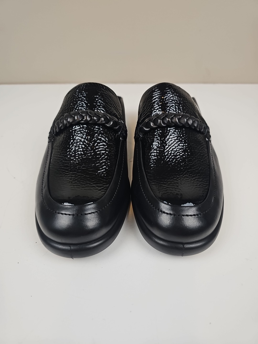 Ecco Sculpted Lx Women’s Black Leather Shiny Patent Mule Size 40 US 9-9.5 NEW