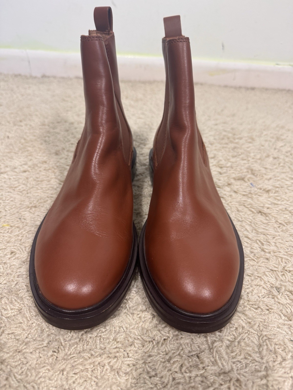 Madewell The Benning Chelsea Boot in Warm CInnamon Brown Soft Leather Women 9.5