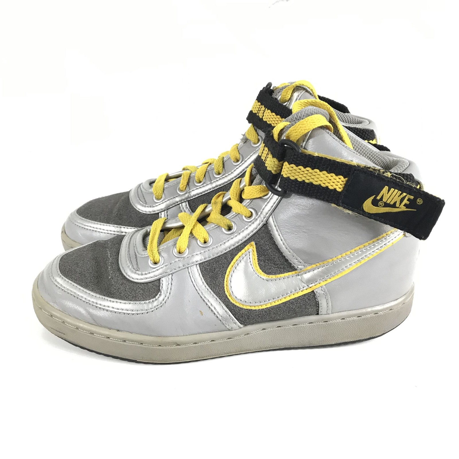 Nike Women’s Vandal High Silver Yellow Sneakers Sz 7.5 315057-001