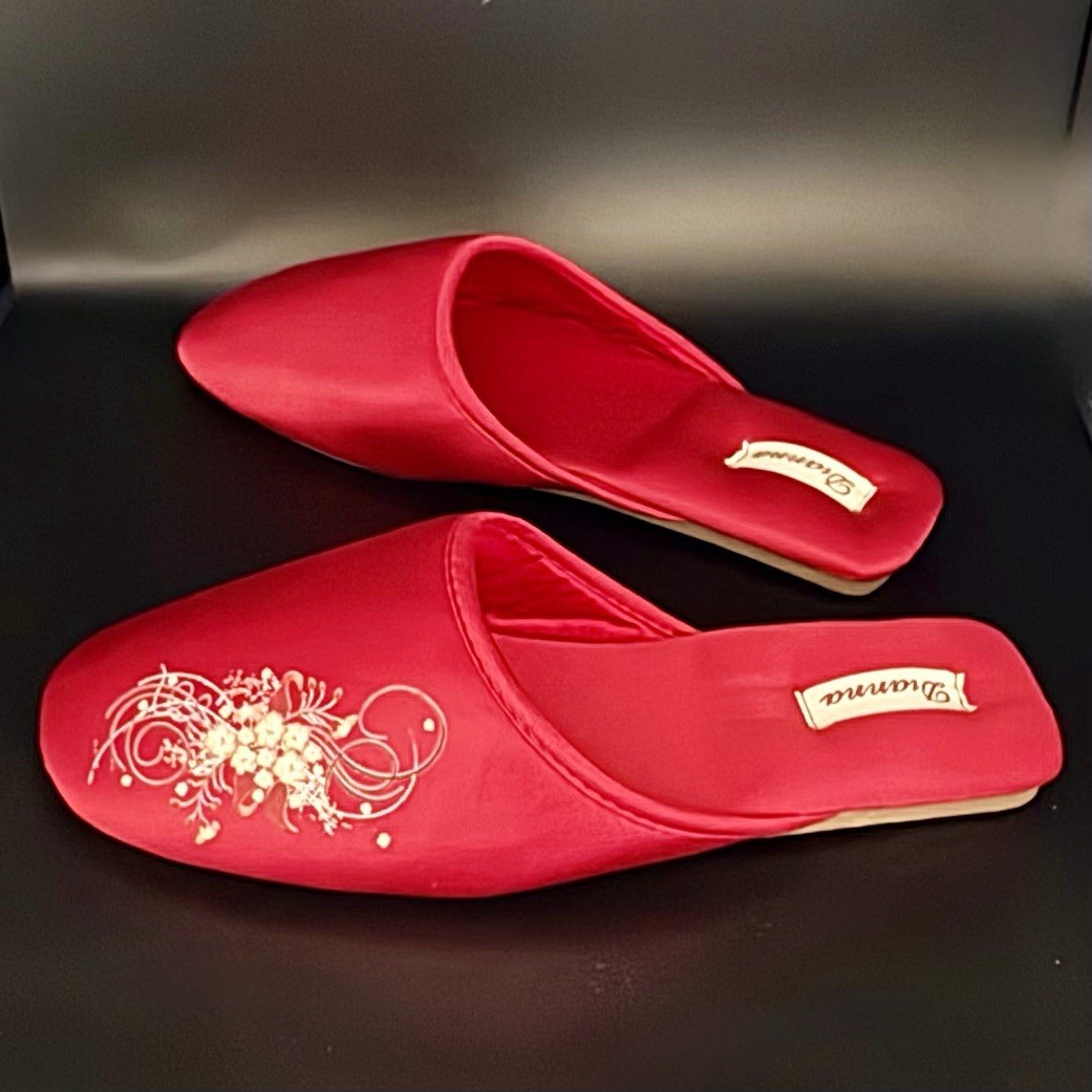 Satin Home Slippers for Women’s Non-Slip High-Quality, US 6 (EU36-37) Claret
