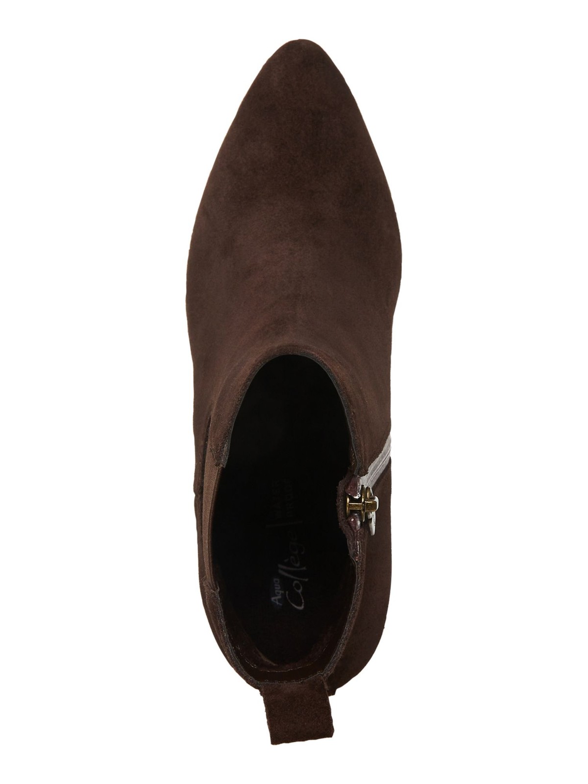 AQUA COLLEGE Womens Brown Back Pull-Tab Katlyn Stacked Heel Suede Chelsea 7.5 M