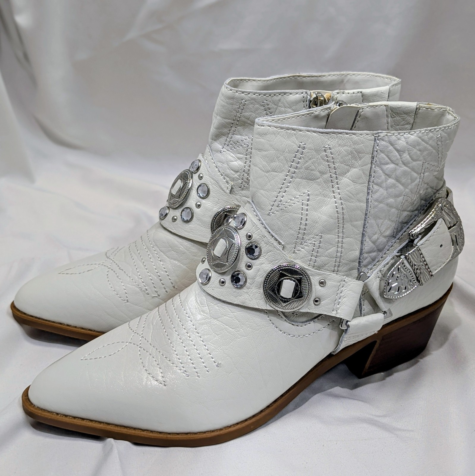 Carlos by Carlos Santana Marlene Leather Western Boots White Size 8.5 M NIB