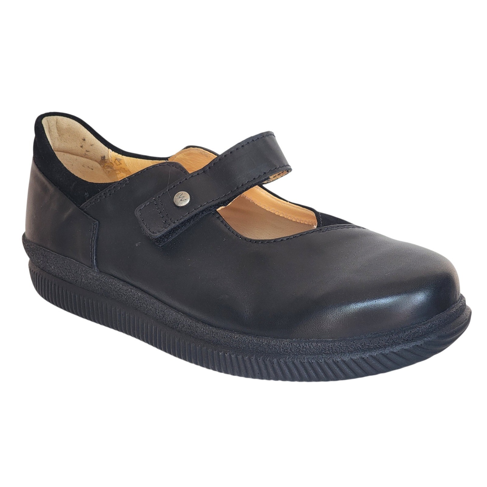 Wolky Motion XW Black Leather Suede Mary Jane Shoes Hook Loop 41 0252100000 NEW