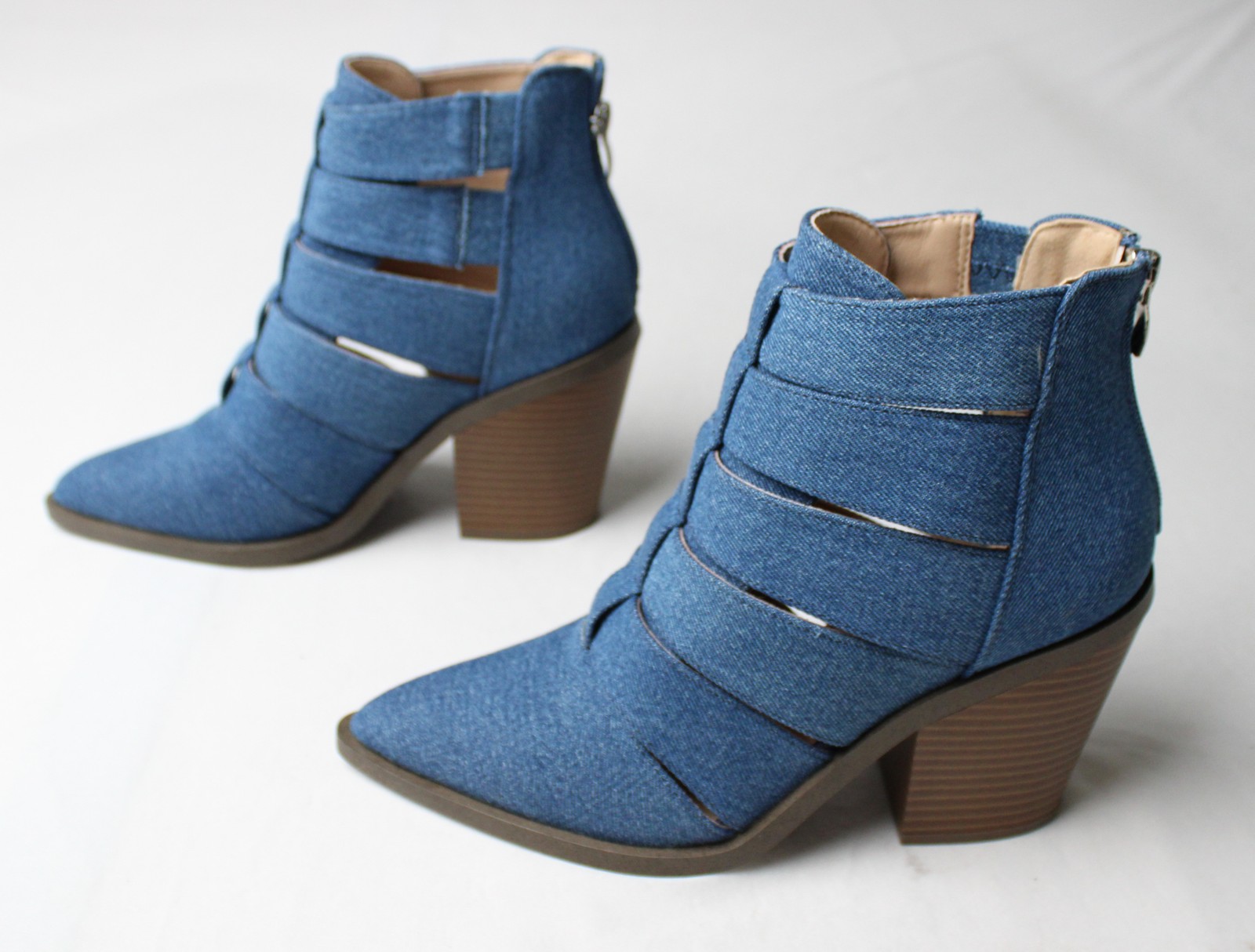 JustFab Women’s Mirabella Back Zip Booties JL3 Denim Size US:6.5 UK:4.5