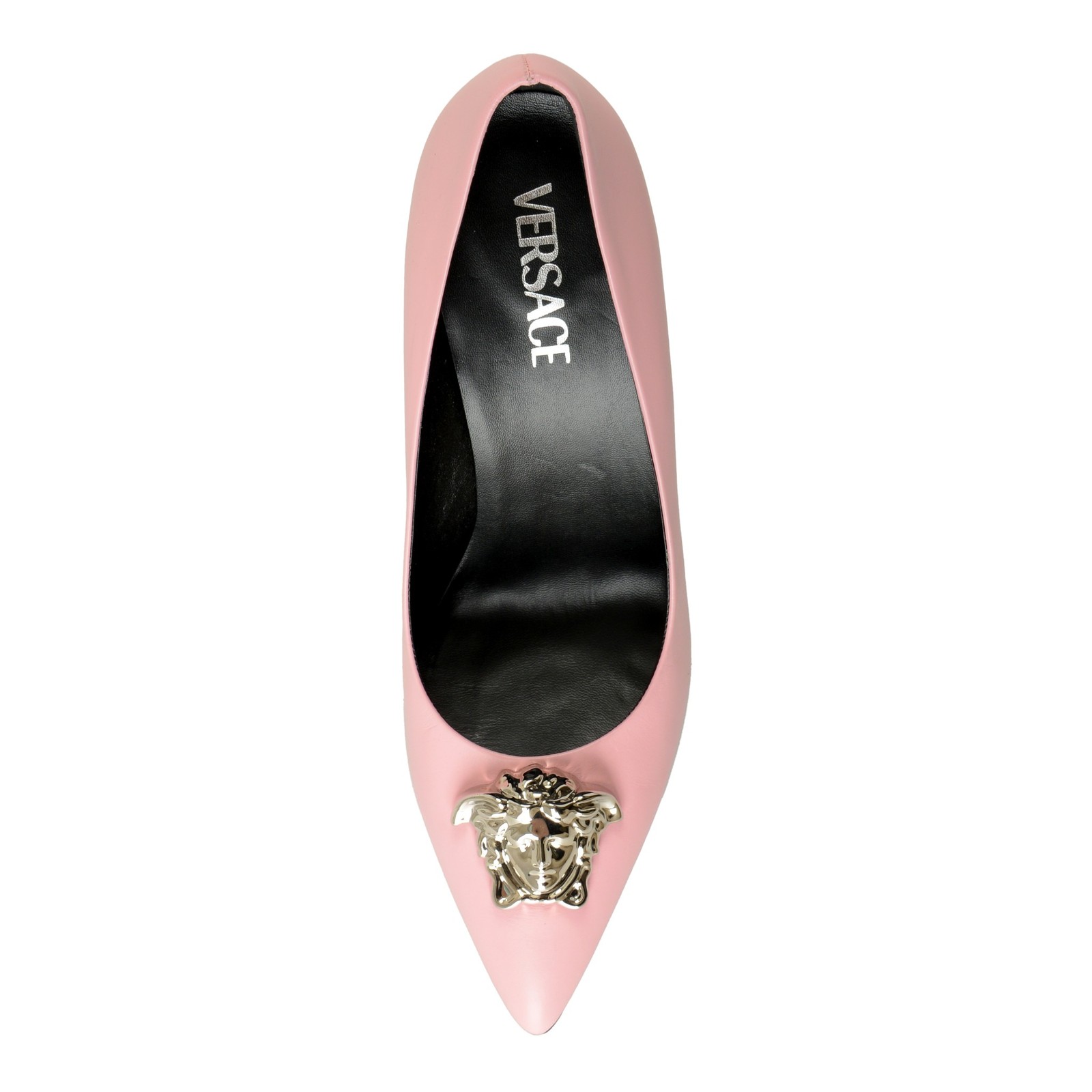 Versace Women’s Silver Medusa Pink 100% Leather Heeled Pumps Shoes US 6 IT 36