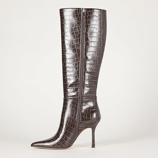 The Drop Women’s Size 9.5 Chocolate Croco Stamped Gemini Tall 3.6″ Heeled Boot