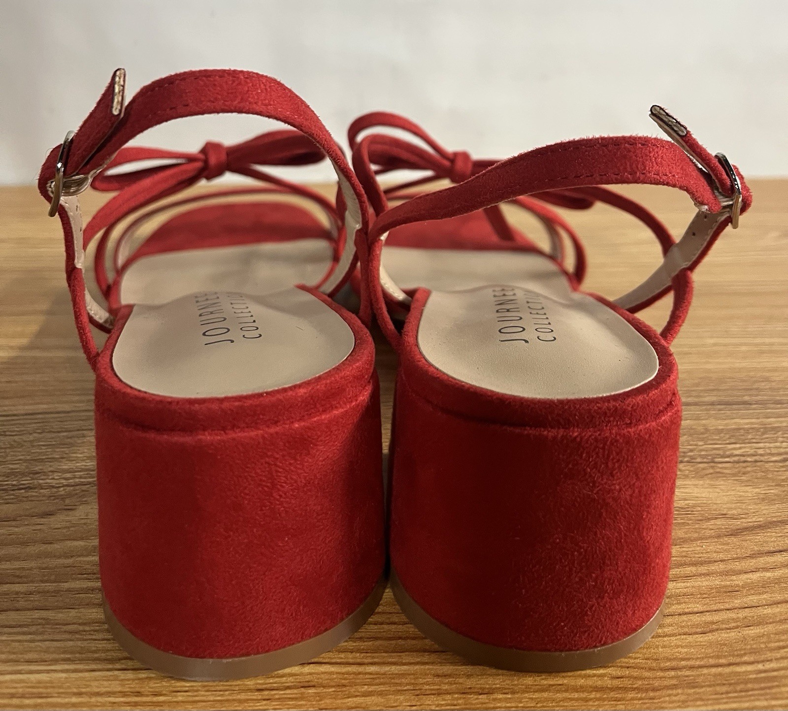 Journee Collection Women’s Amity Sling Back Strap Block Sandals Red Size 8.5 EUC