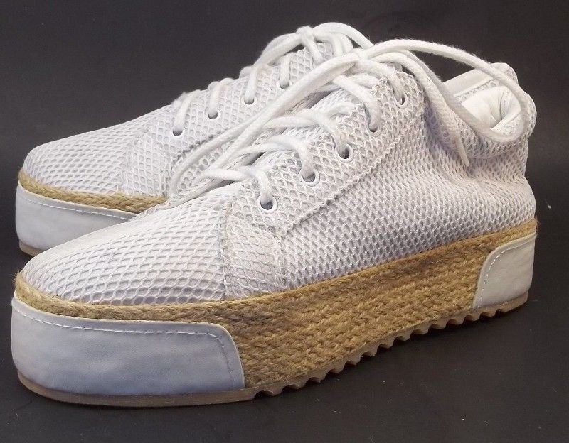 Shakuhachi Wo’s EU41 US10 White Handmade Textile Leather Platform Oxford Shoes