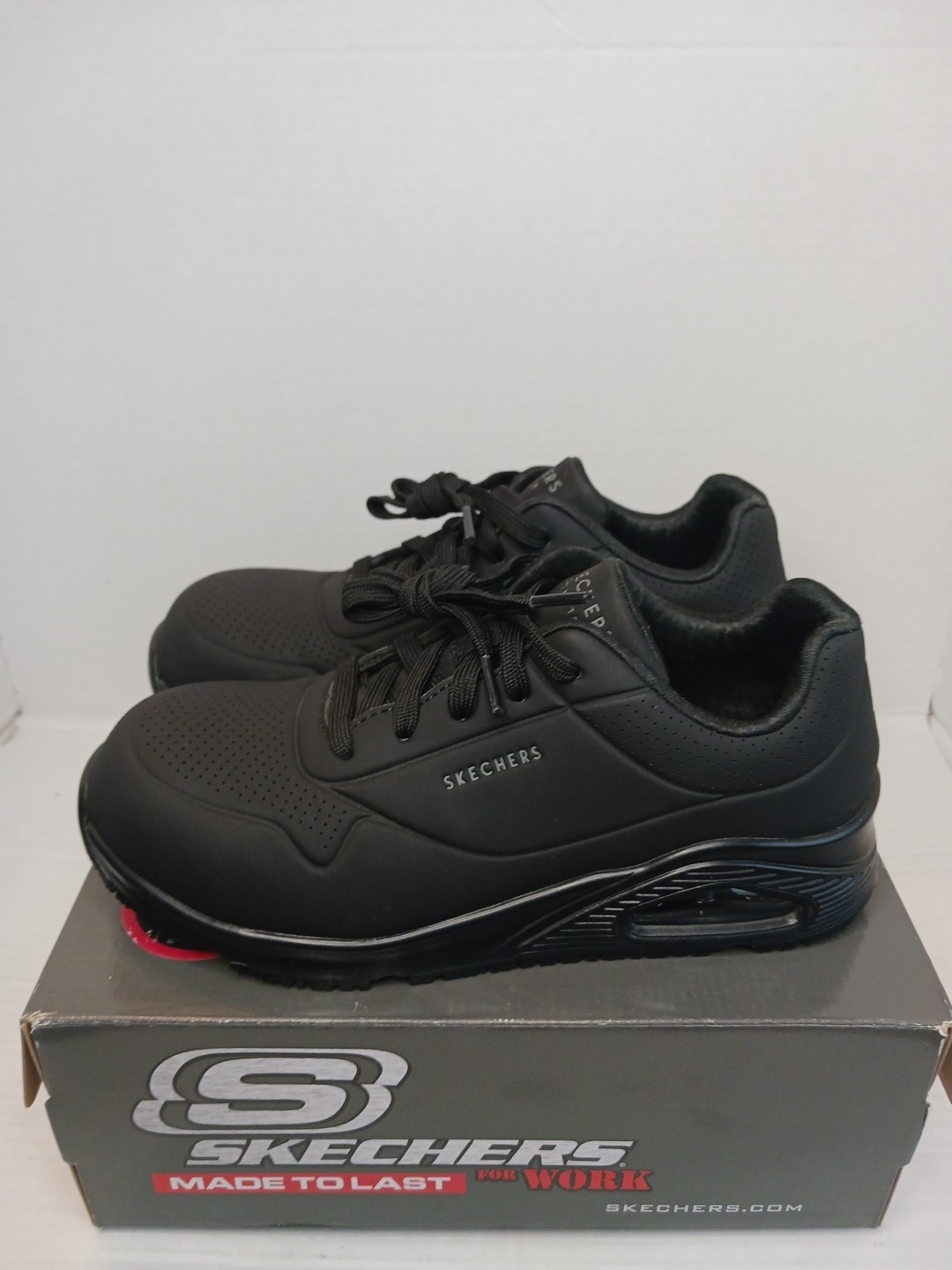 Skechers Work Women Sz 7 Slip Resistant Wide Fit Uno Black Shoes SEE DESCRIPTION