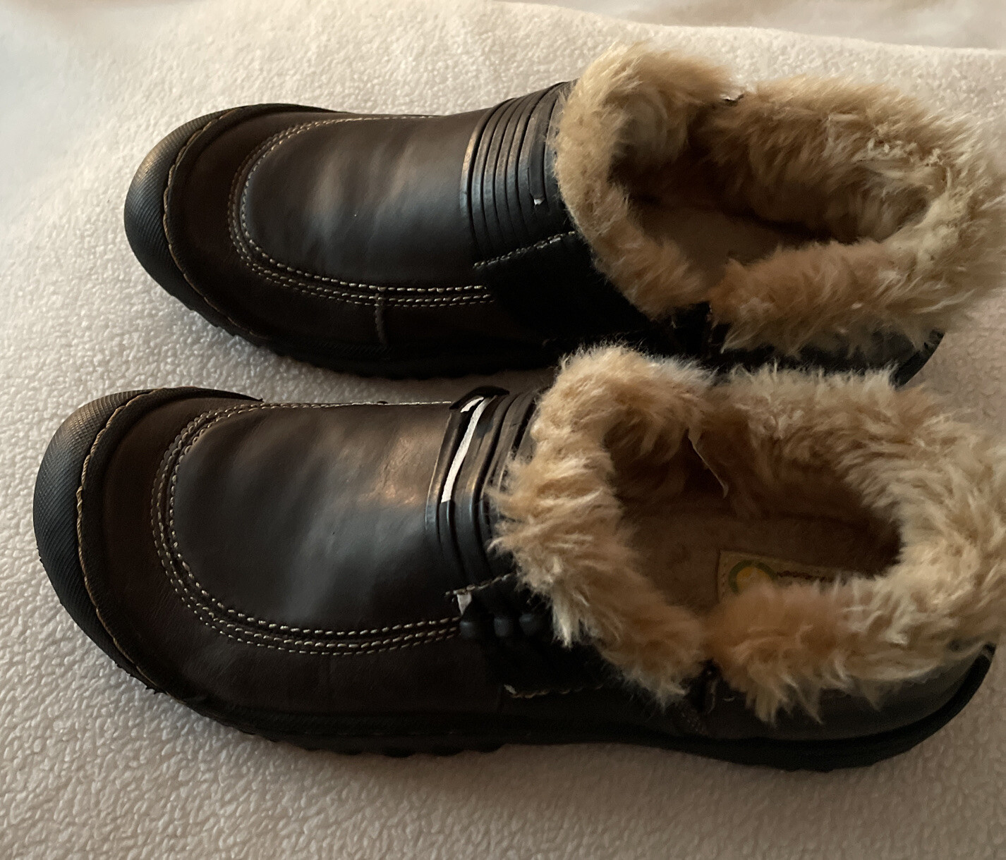 Jambu Shoes 6.5 M Faux Fur Cozy All Terrain Brown Leather Women’s Comfort Shoe