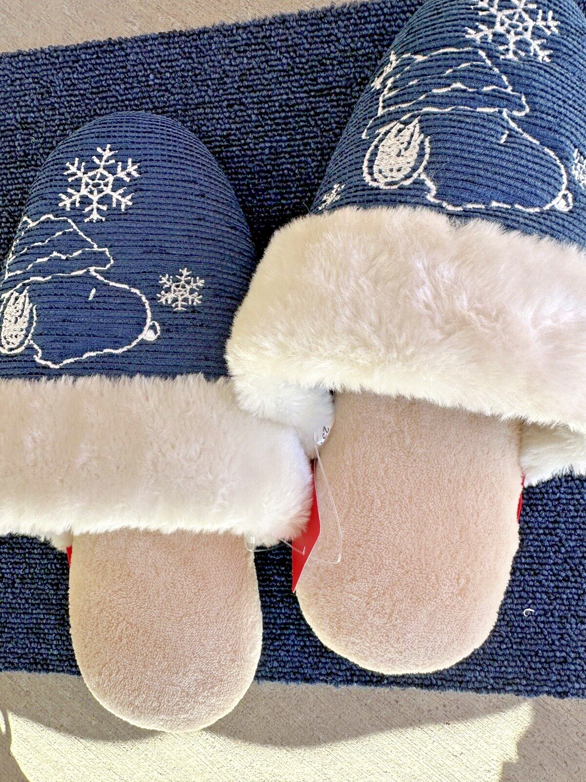 PEANUTS Snoopy Memory Furry Foam Holiday Slipper Sizes M/L Japan