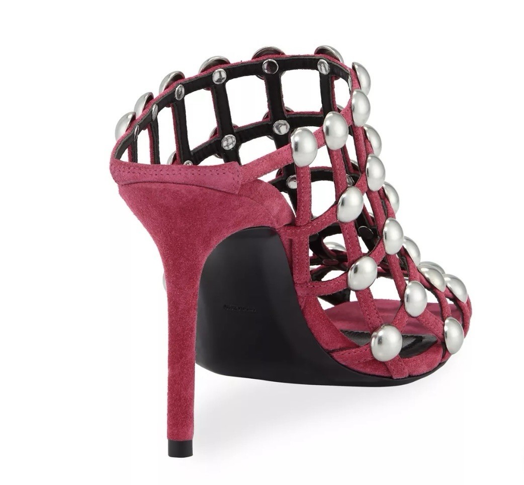 Alexander Wang Sudie Studded Suade Cage Mule Shoes Size 37