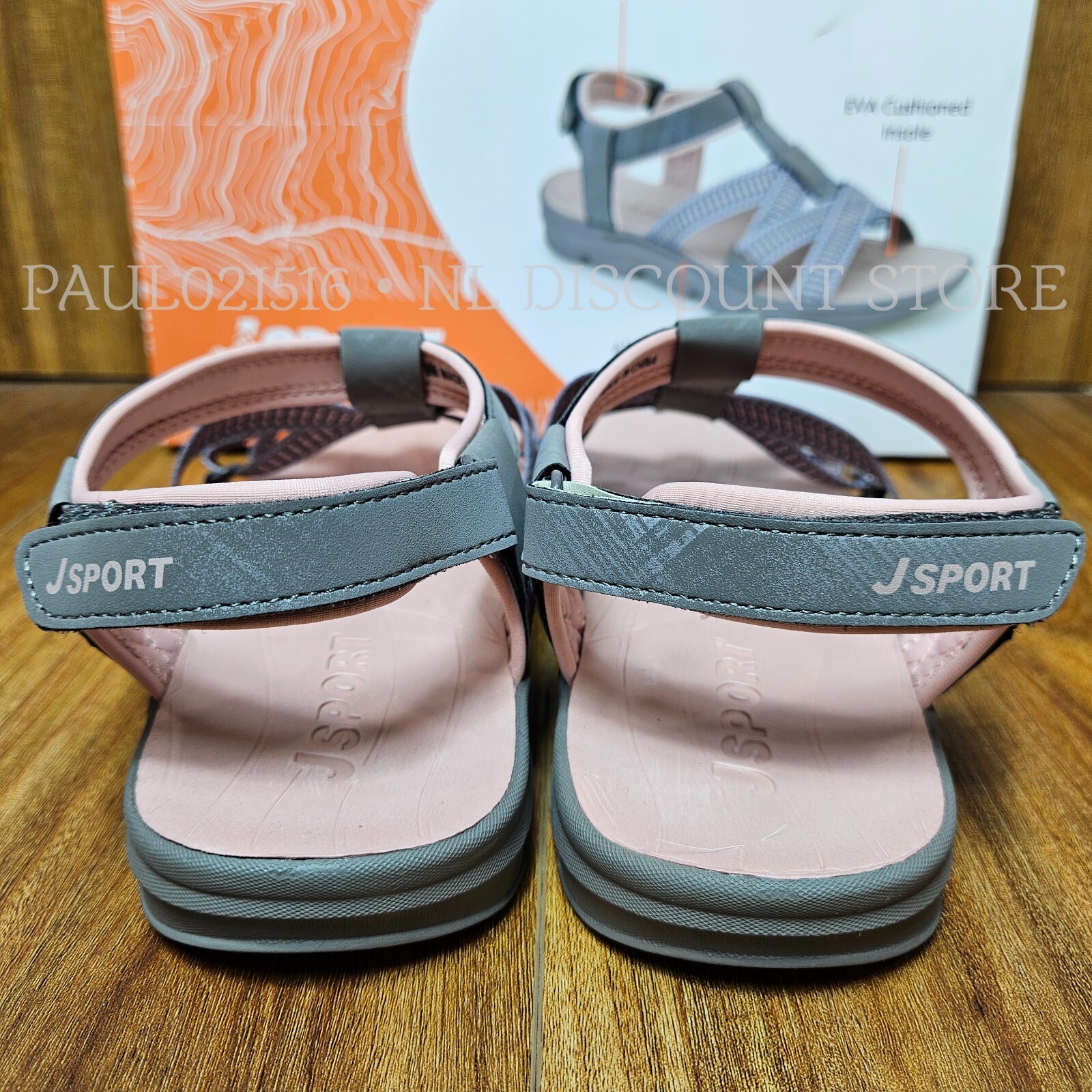 JSPORT Women’s Kaia Sports Straps Sandal ~ Pink/Gray ~ Various Sizes