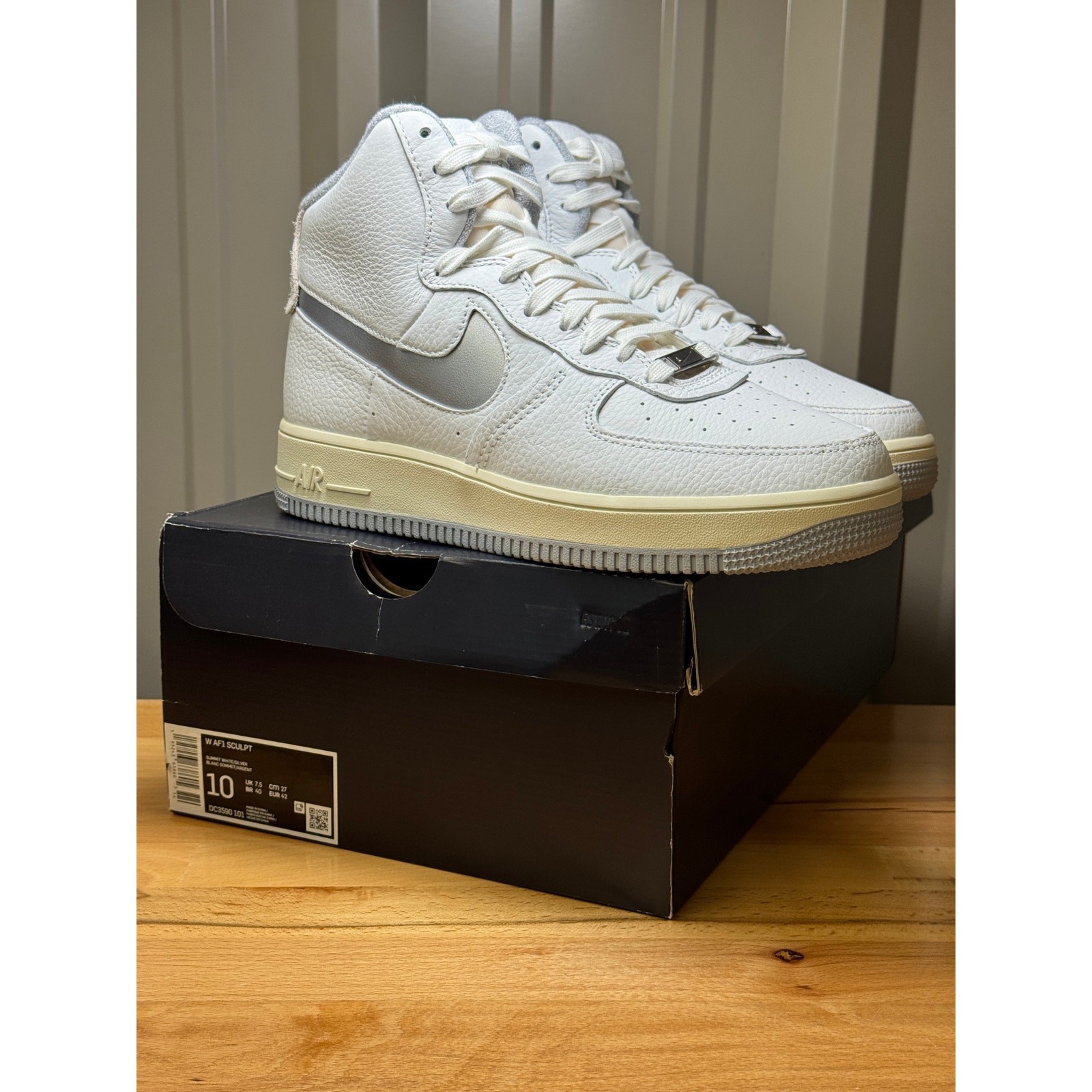 Air Force 1 High Sculpt Summit White/Silver DC3590 101 Size 10 Women New