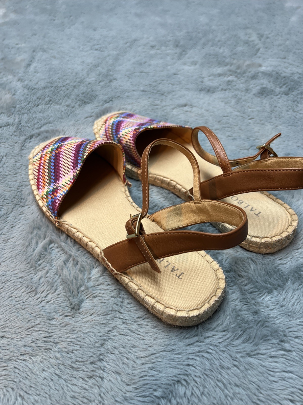 TALBOTS Espadrilles IZZY D’ORSAY Closed Toe Ankle Strap Woven Madras Flats S 8
