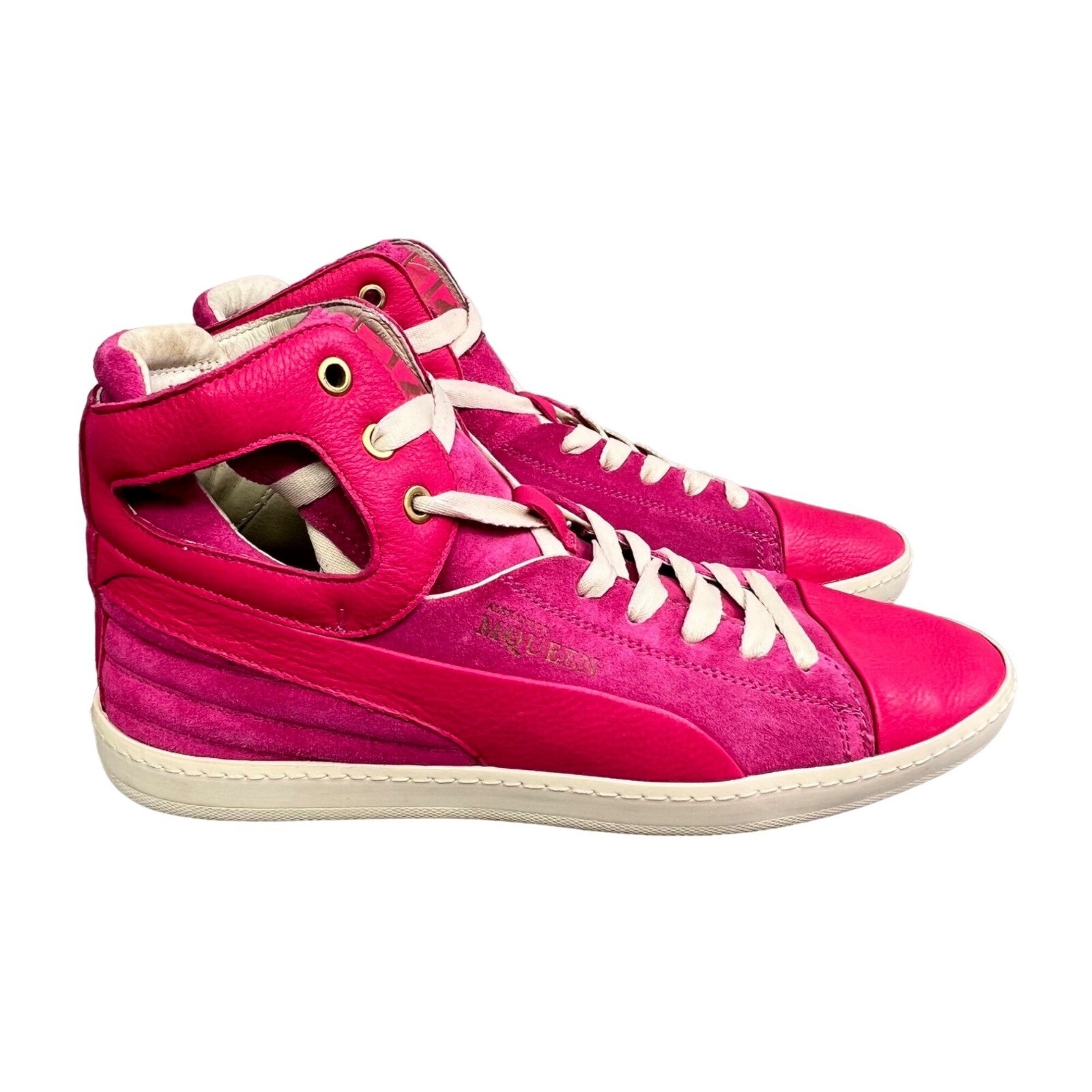 Alexander McQueen x Puma Terena Sneakers 10 Women Pink Leather Shoes Mid