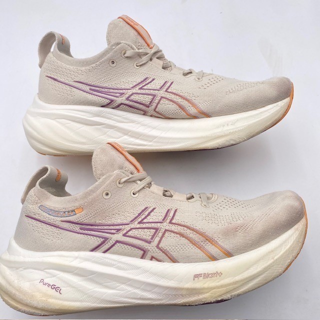 ASICS Gel-Nimbus 26 Running Shoes Womens 10 Oatmeal Plum Cushioned 1012B601
