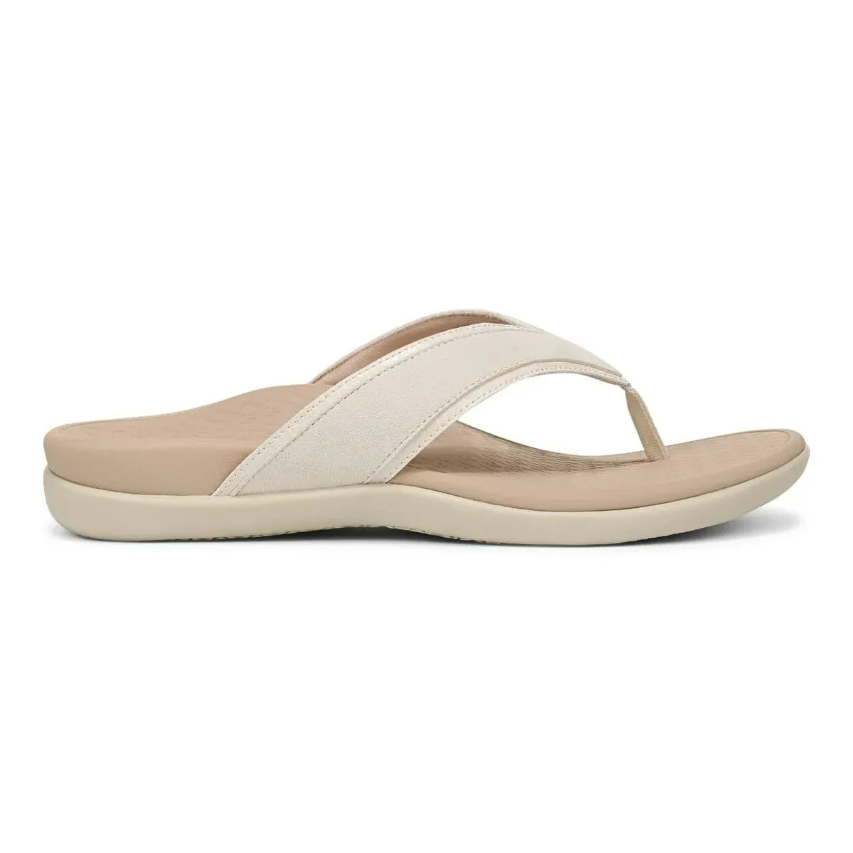 Vionic Tava Toe Post Sandal, Cream Suede – US Stock, Free Shipping
