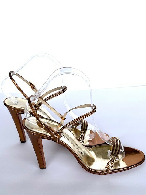 Vintage oscar de la renta Womens 8.5B Bronze Braided Heels