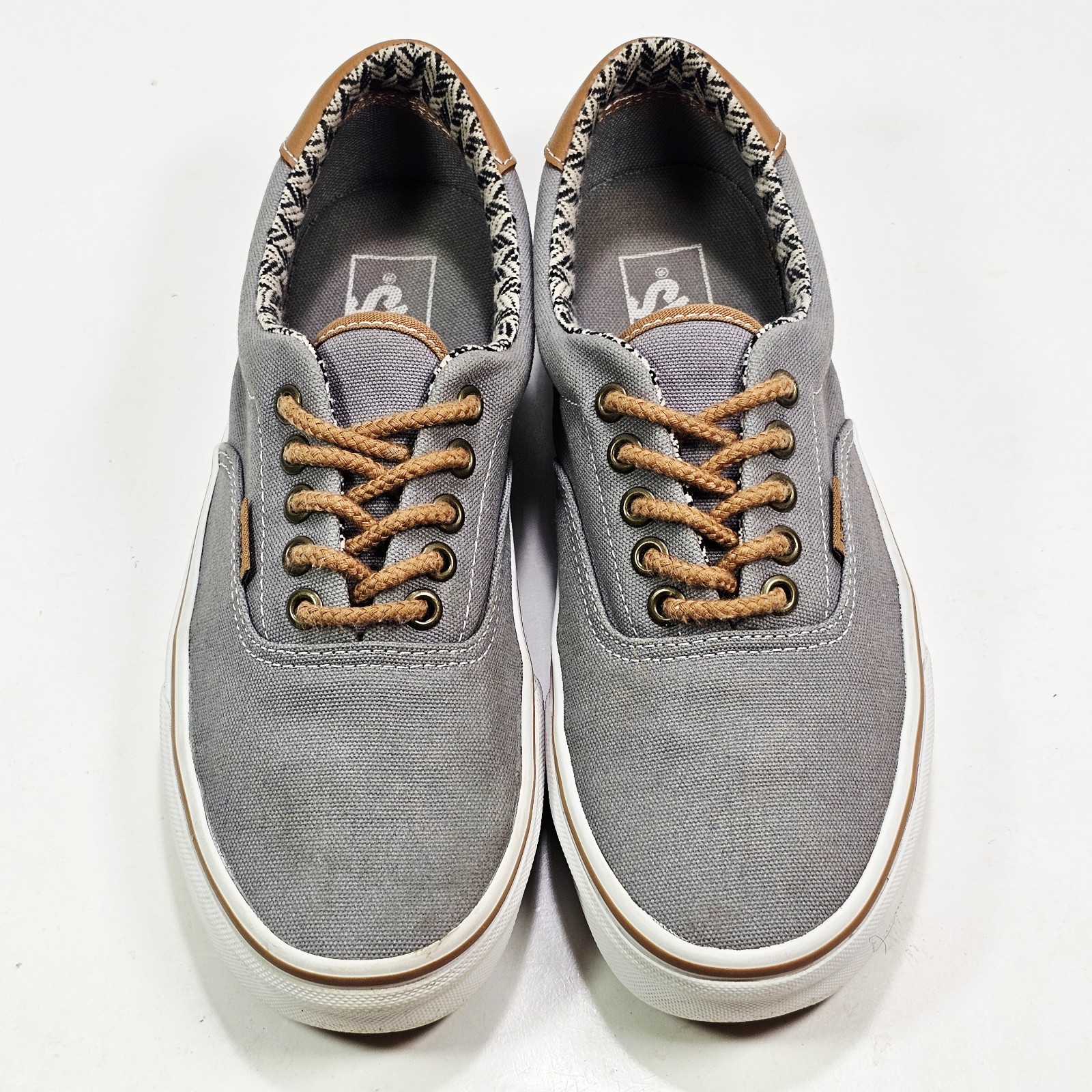 VANS Era 59 Womens 9.0 M C&L Sneakers Frost Gray Chevron Canvas Leather 500714