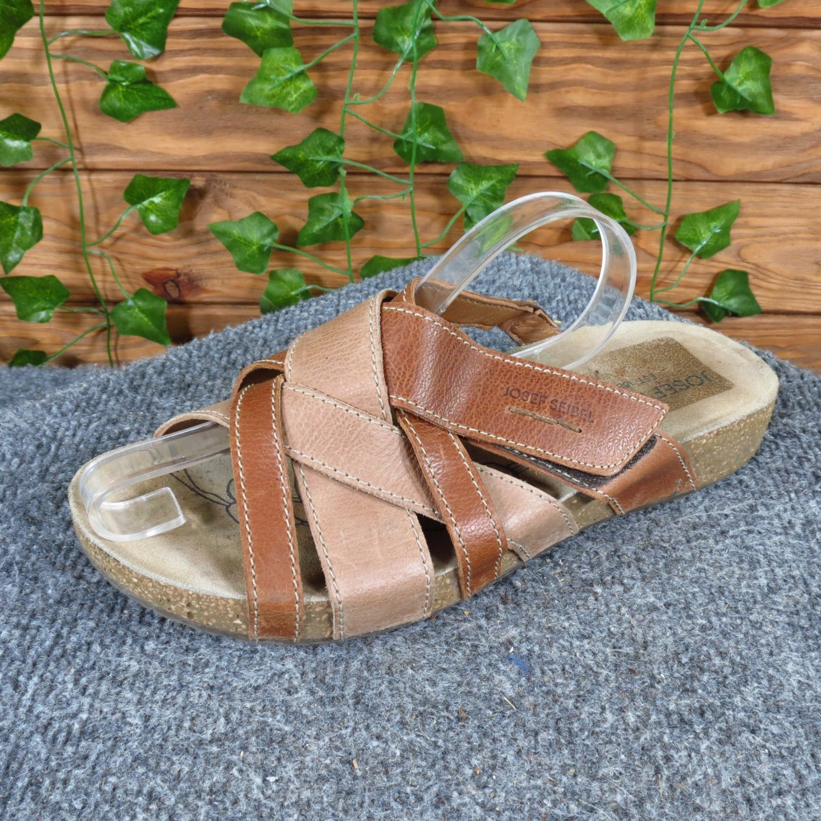 Josef Seibel Tonga 74 Womens Slide Sandals Size 39 Walking Brown Leather