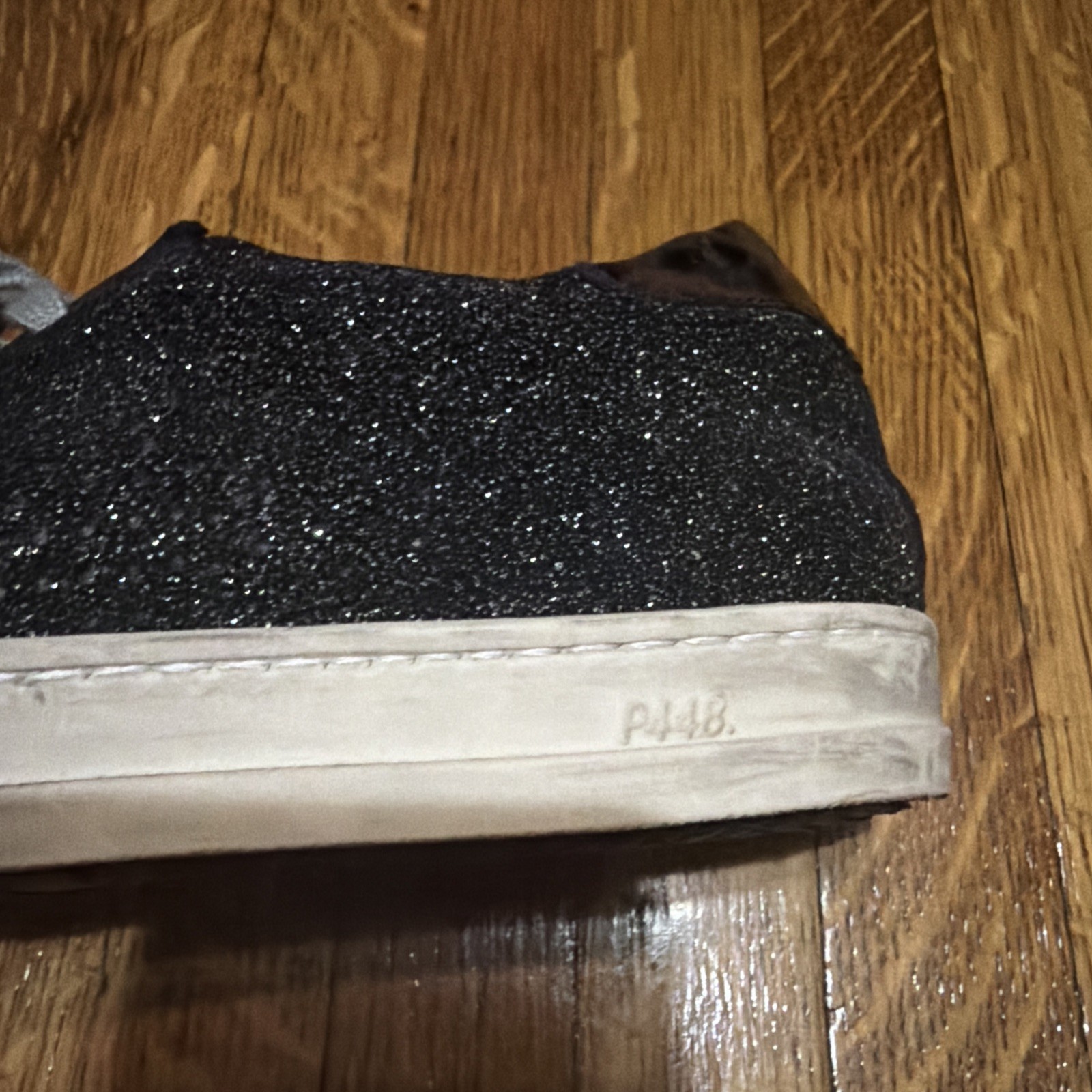 P448 Black Sparkle Metallic Bronze Platform Sneakers Size EU 37 US 7