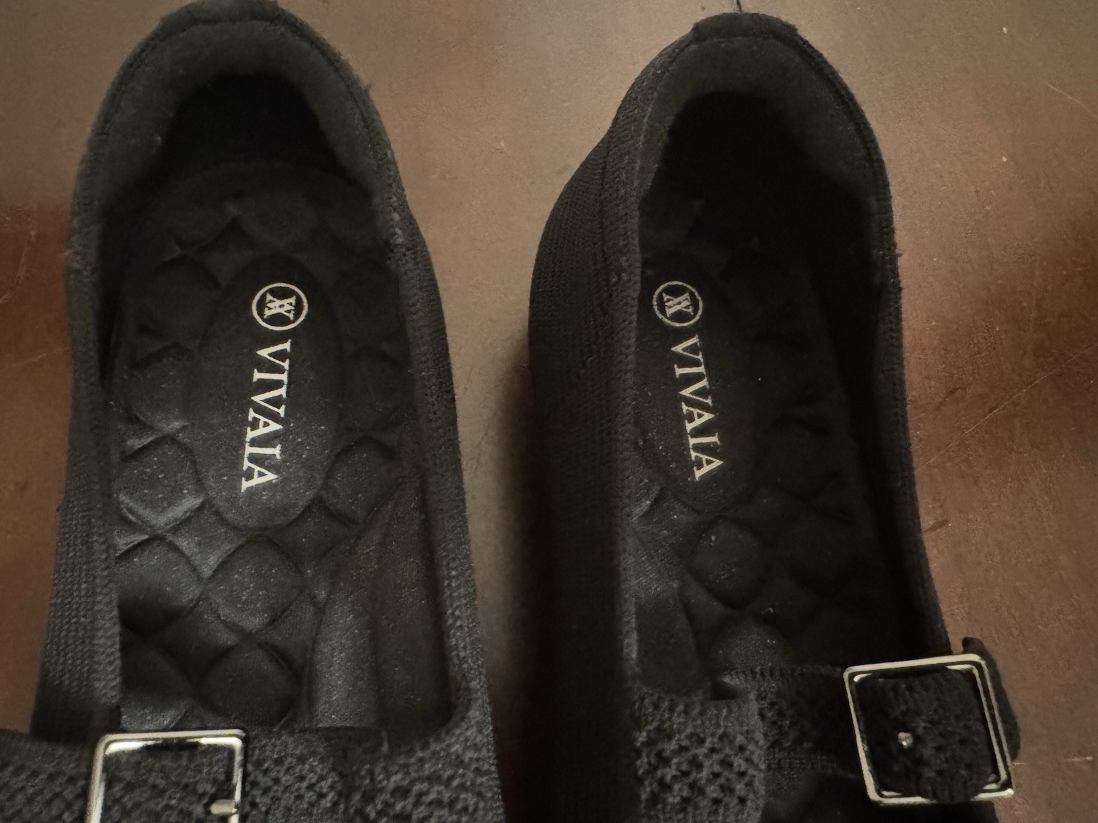 VIVAIA Margot Walker Mary Jane Black Ballet Flats Sz 8 EU 38.5 Textured Knit