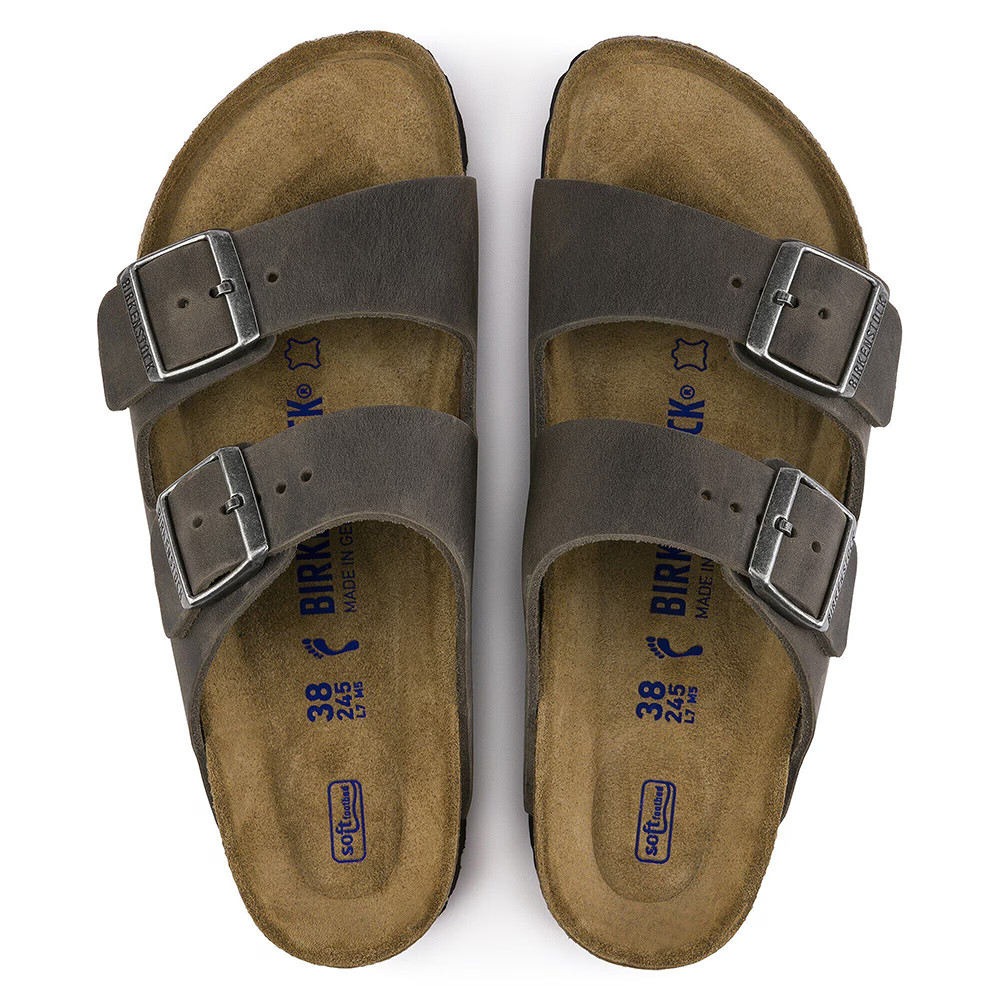 NWB Birkenstock Arizona Oiled Leather Iron Sandals Soft Footbed Shoes US 6-12