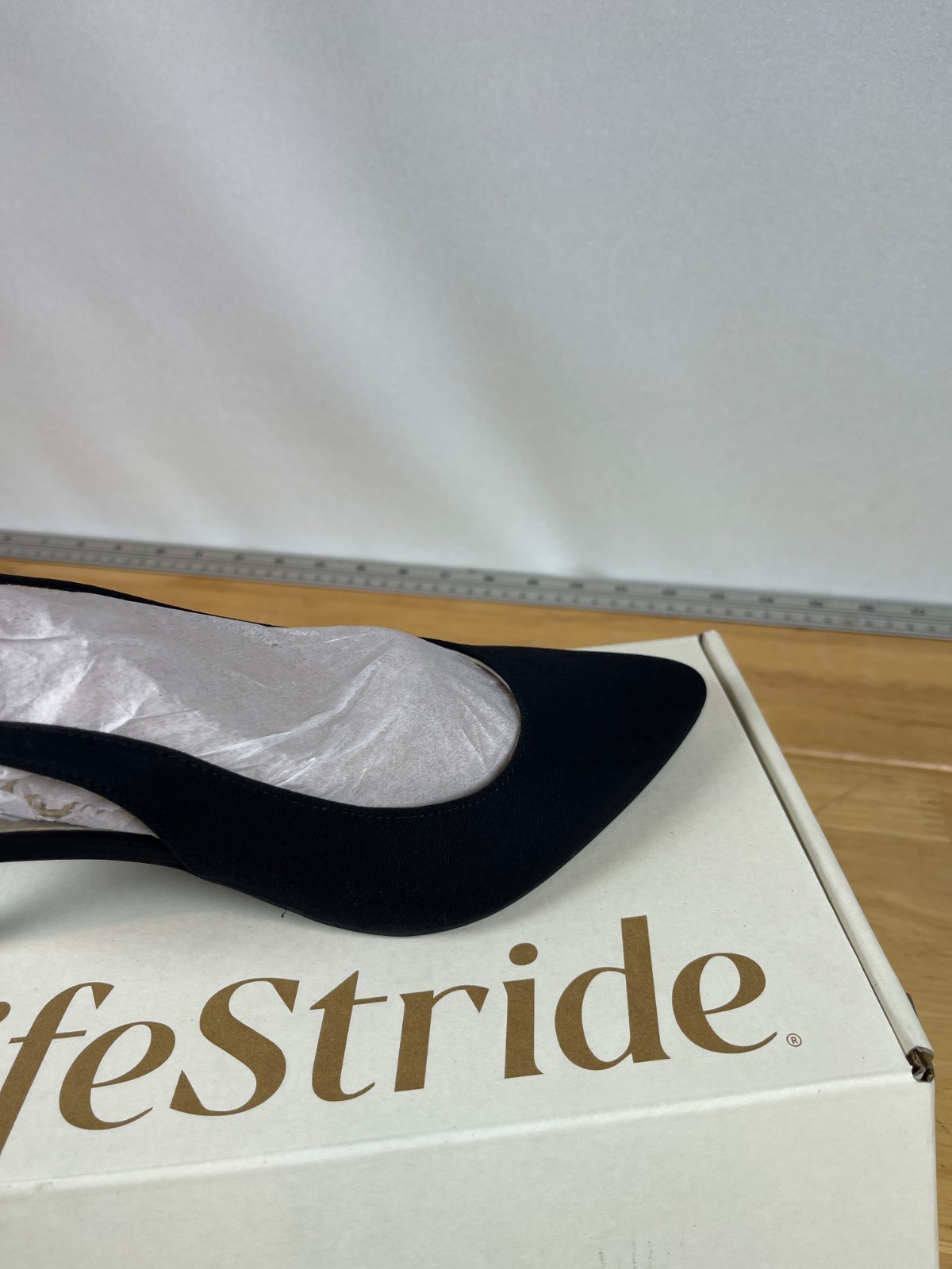 LifeStride Micron Slingback Heels Black Pointed Toe Women 5.5M Comfort