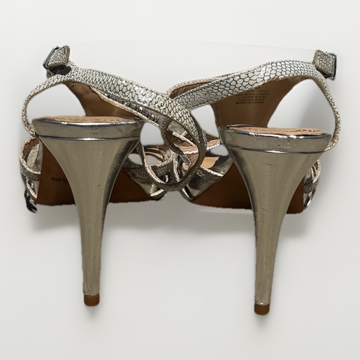 Antonio Melani Silver Embellished T Strap Stiletto Heels Size 7.5