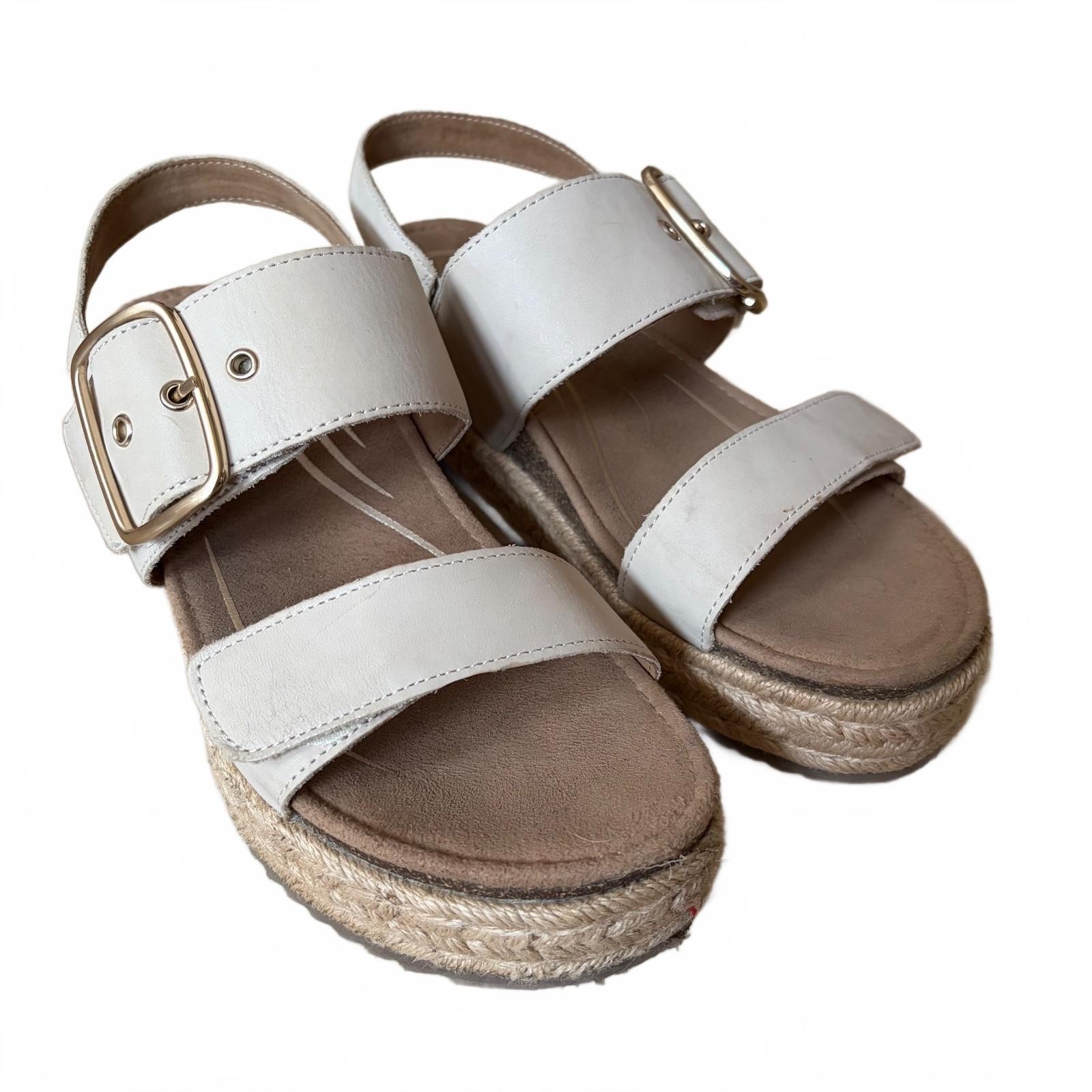 Aetrex Vania Platform Sandals Arch Support Cream Women’s Size US 9-9.5 EU 40