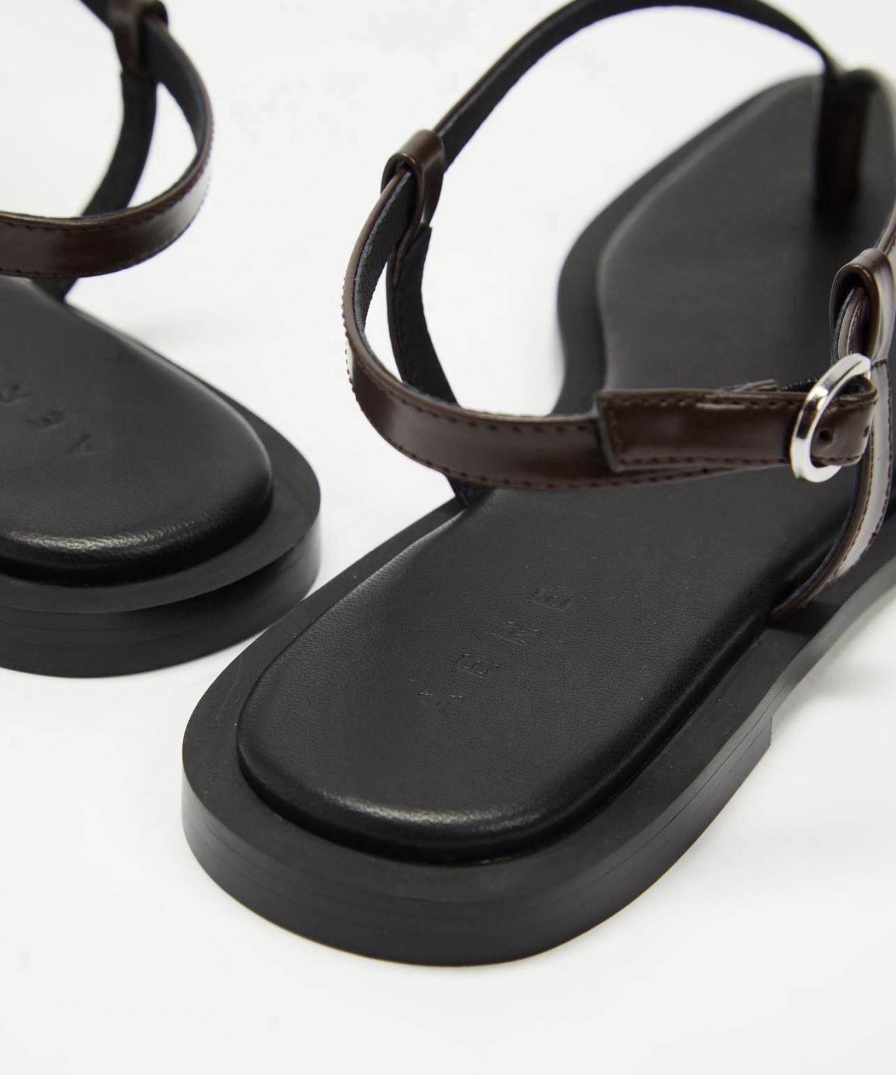 AERE Leather Strap Sandals Brown Size AU 6 RRP$140 Great Condition