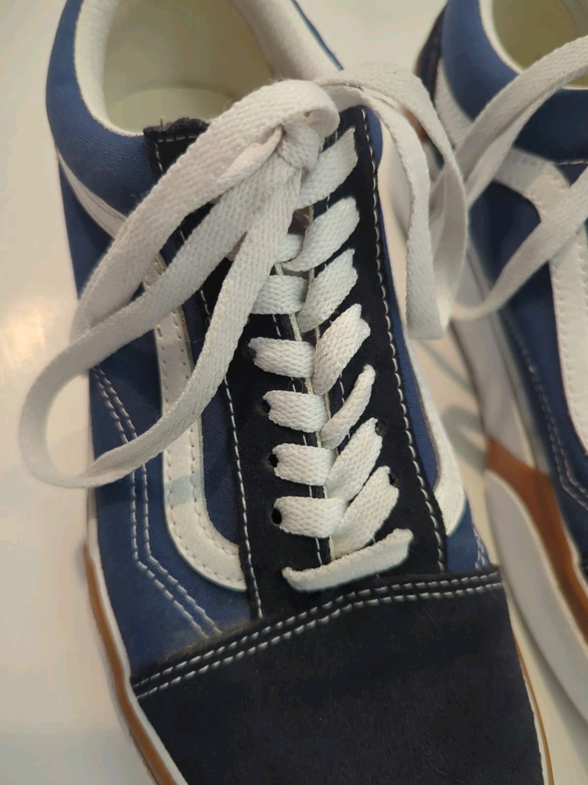 Vans Blue Old Skool Stacked Cobblestone Platform Sneakers Size Women 8.5 Men 7