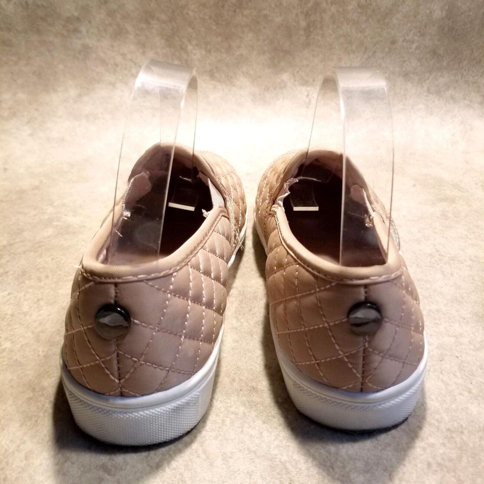 Stevies Womens Size 5 Tan Textile Quilted Slip On Sneaker Flats