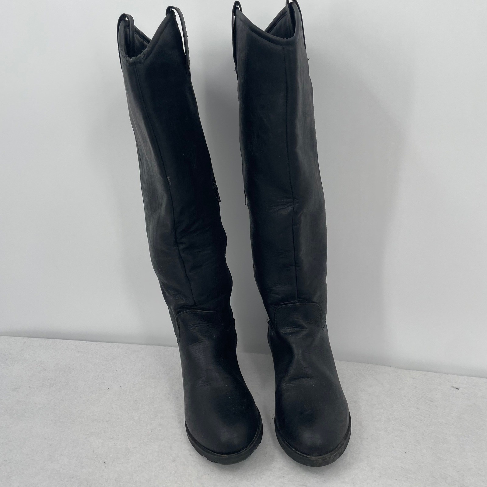 London Fog Black Tall Riding Boots Block Heel Size 10M LFW-IRIE WL06309