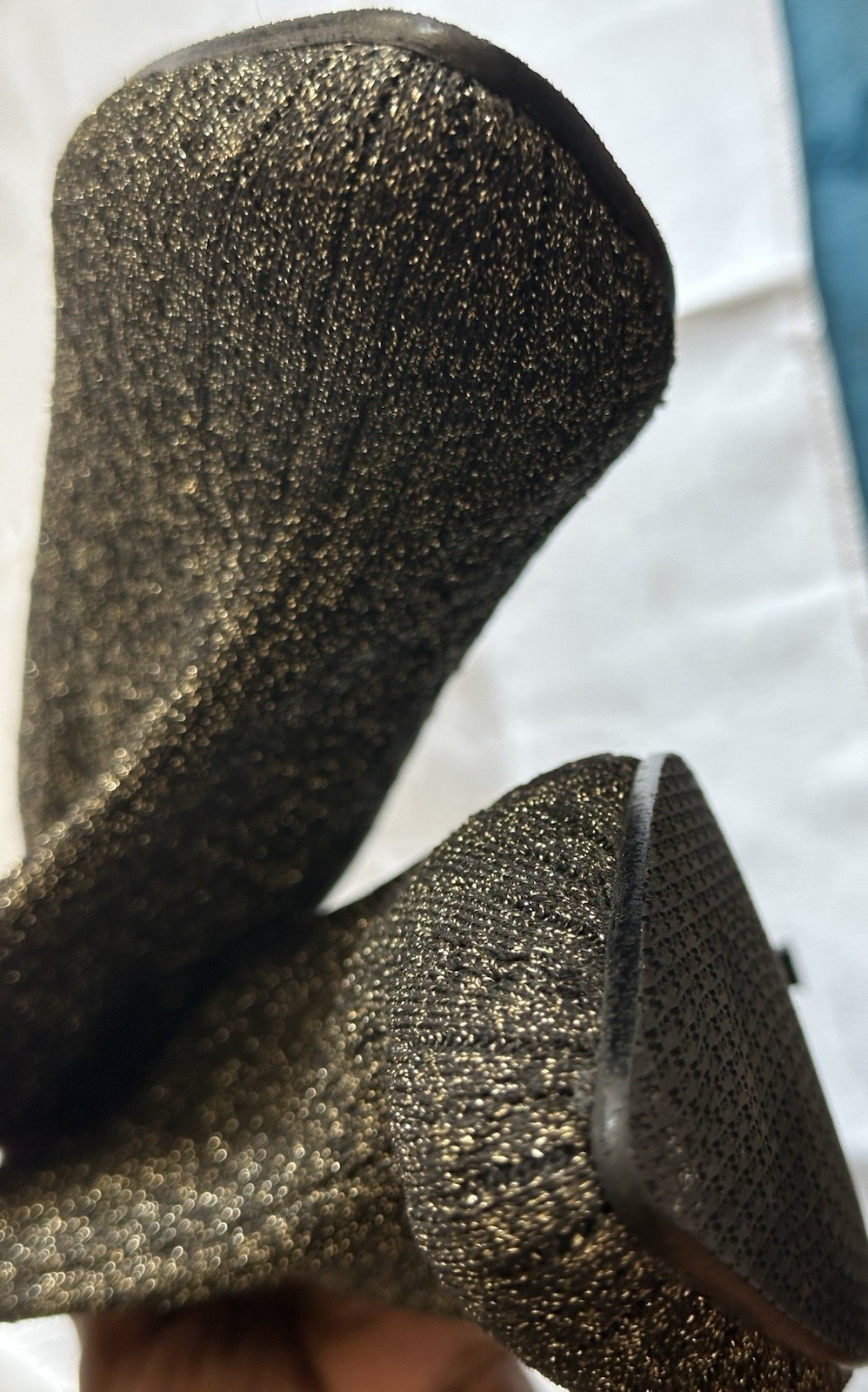 Stewart Weitzman Waverly Sock Booties, Gold 3.25” Heel