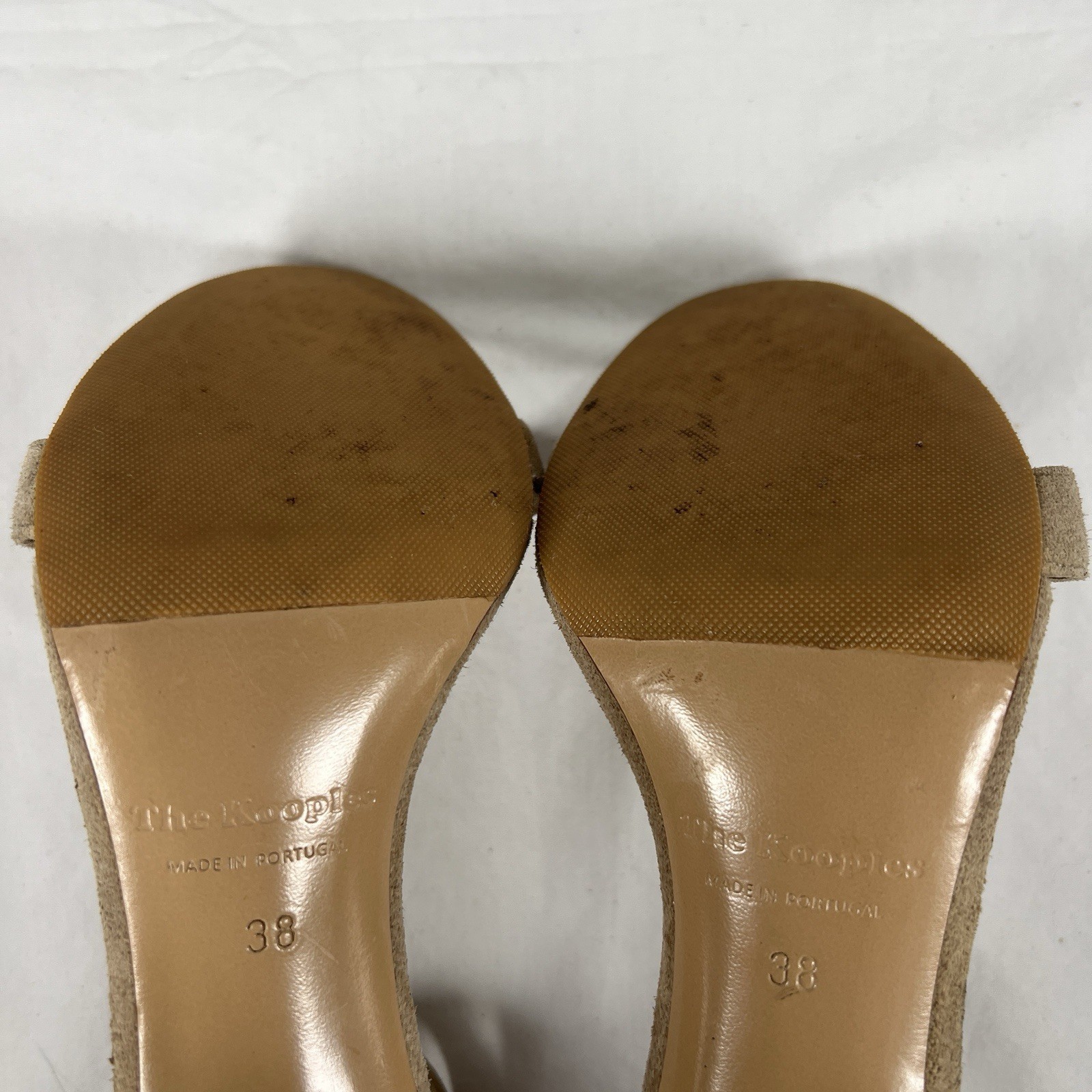 The Kooples Suede Western Ankle Strap Heels Buckle Sandals Nude Stiletto Sz.7.5