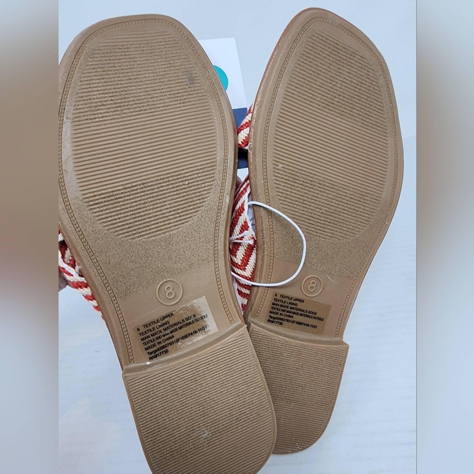 New Red Sandals Chevron Knot Summer Slides Universal Thread Flats Size 8