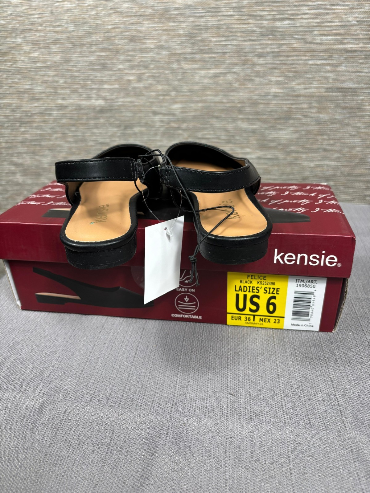 Kensie Felice Slingback Flats Womens Size 6 Black KS252490 NEW